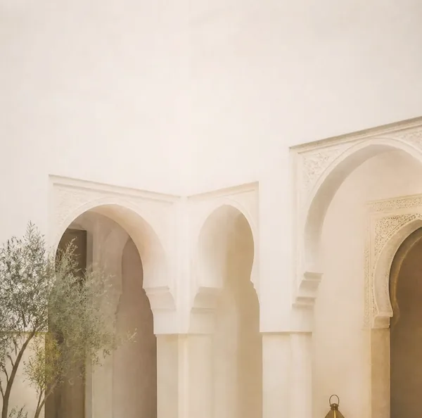 Marrakech digital wedding invitation template, deco and ivory plaster